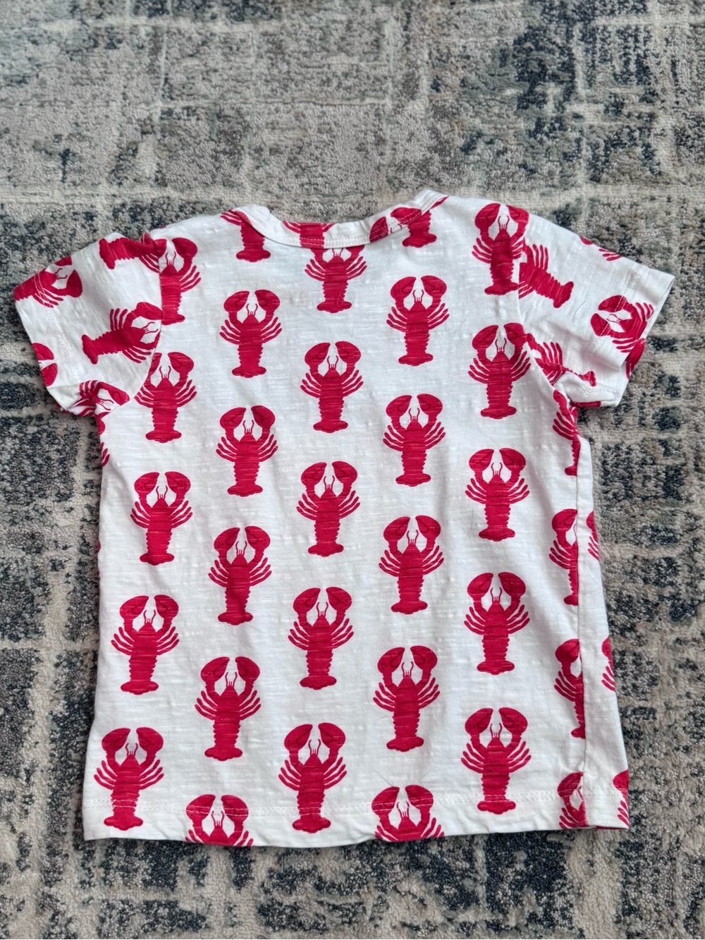 Kids White Tee with Pink Lobster Print